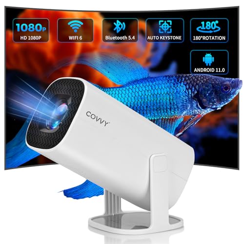 COVVY Mini Projektor, tragbarer Projektor mit WiFi 6,BT 5.4 und Android 11.0, automatische Keystone Korrektur, 180 Grad drehbarer Smart Home Cinema Projektor für Telefon/TV Stick/Laptop COVVY Mini Projektor, tragbarer Projektor mit WiFi 6,BT 5.4 und Android 11.0, automatische Keystone Korrektur, 180 Grad drehbarer Smart Home Cinema Projektor für Telefon/TV Stick/Laptop von COVVY
