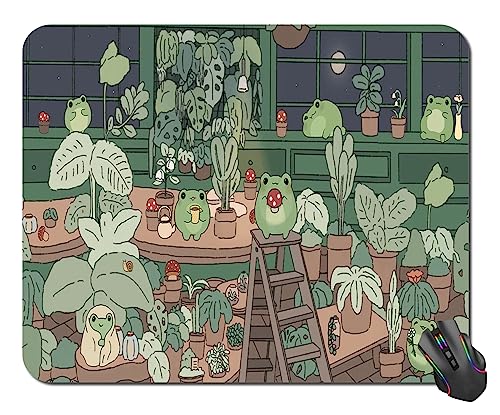 Anime Tier Kawaii Mauspad, quadratisches Mauspad für Büro, Laptop, grüne Anime, rutschfeste Gummiunterseite, Computer-Mauspads für den Schreibtisch von COW