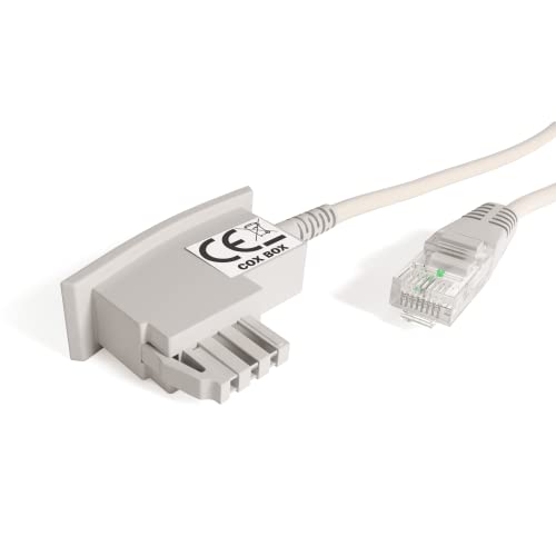 COXBOX 1 m DSL Kabel Fritzbox, Speedport, Easybox - TAE Kabel RJ45 weiß - VDSL ADSL WLAN Router-Kabel mit galvanischer Signatur für effektiven Schutz vor Störeinflüssen von COXBOX