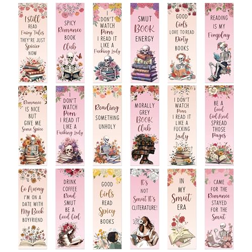 COcnny Dark Romance Lesezeichen für Frauen, 36 Stück, Smut-Romantik-Lesezeichen für Buchliebhaber, lustiges, würziges Märchen, doppelseitiges Lesezeichen mit Skelett-Blumenschild für schlammiges Lesen COcnny Dark Romance Lesezeichen für Frauen, 36 Stück, Smut-Romantik-Lesezeichen für Buchliebhaber, lustiges, würziges Märchen, doppelseitiges Lesezeichen mit Skelett-Blumenschild für schlammiges Lesen von COcnny