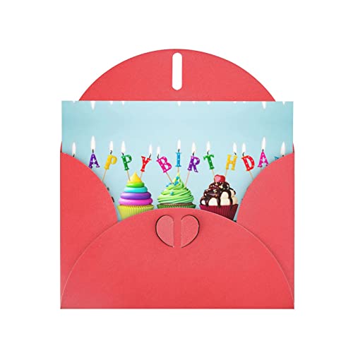 Bunte "Happy Birthday"-Cupcakes) bedruckte Blanko-Grußkarten mit roten Umschlägen für alle Anlässe, Geburtstage, Dankeschön, Geschenke, Hochzeiten usw. von CPEOWZL