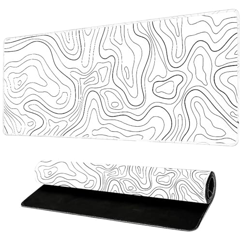 Lange Mauspad, Mauspad XXL 80 X 30CM mit Rutchfeste Wildleder Multifunktionales für Gaming Mauspad schreibtischunterlage, Mausbeweger für home Büro Mauspad Weiß von CQCLUZQI