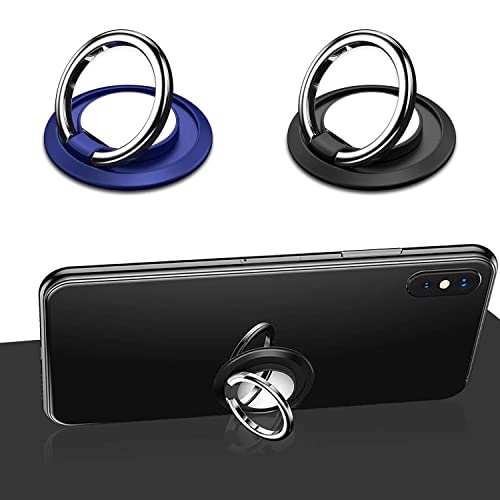 2er-Pack Handy-Ringhalter, um 360° drehbarer Ständer, super verschleißfest, Telefongriff, Ringhalter kompatibel mit Smartphones, Tablets (Schwarz, Blau) von CQQNIU
