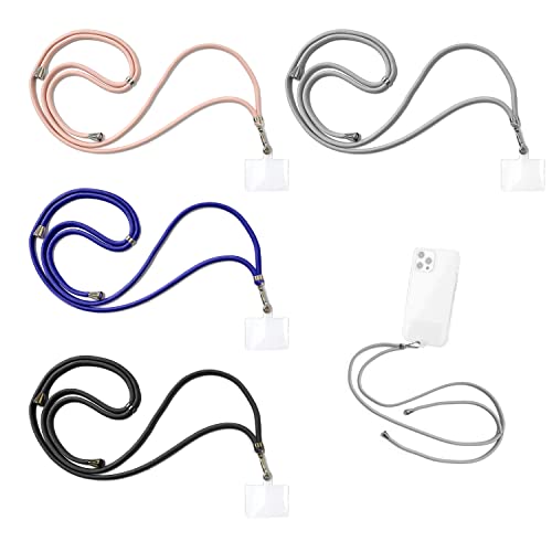 CQQNIU 4 PCS Universal Lanyard zum Aufhängen, Telefonkette, Schlüsselanhänger, kompatibel mit den meisten Smartphones für Handyhüllen (Grau, Blau, Roségold, Schwarz) von CQQNIU