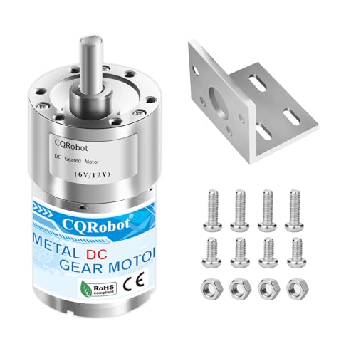 CQRobot 630:1 Metal DC Geared-Down Motor 37Dx59.8L mm 6V or 12V with Mounting Bracket Kit. 6V-3W-8RPM-70 kg.cm(972 oz.in), 12V-6W-17RPM-70 kg.cm(972 oz.in), D-Shaped Output Shaft Long 16mm. von CQRobot