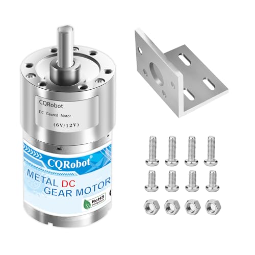 CQRobot 70:1 Metal DC Geared-Down Motor 37Dx54.8L mm 6V or 12V with Mounting Bracket Kit. 6V-5W-75RPM-15 kg.cm(202 oz.in), 12V-10W-150RPM-27 kg.cm(380 oz.in), D-shaped Output Shaft Long 16mm. von CQRobot