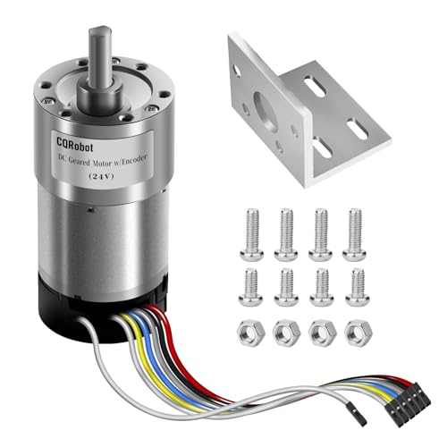 CQRobot Ocean: 270:1 Metal DC Geared-Down Motor 37Dx72.5L mm 24V, with 64 CPR Encoder and Mounting Bracket. 24V-6W-37RPM-70 kg.cm (973 oz.in). D-shaped Output Shaft 6 mm Diameter and Long 16 mm. von CQRobot