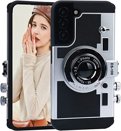 CQUUKOI Emily in Paris Handyhülle für Samsung Galaxy S22 Plus, süße 3D-Vintage Kamera Handyhülle mit Lanyard Schultergurt Einzigartige Coole Silikon PC Hülle für Mädchen Frauen (Galaxy S22 Plus) von CQUUKOI