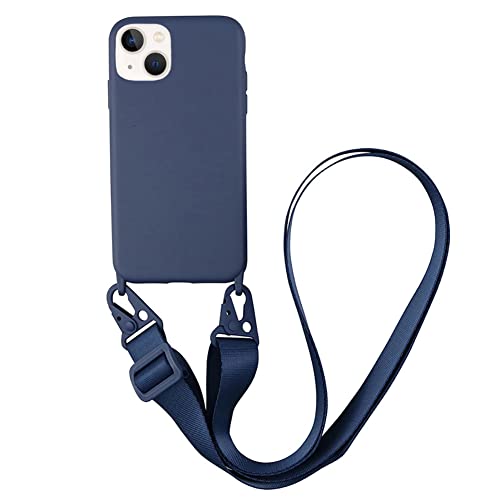 CQUUKOI Kompatibel mit iPhone 14 Pro Max, Crossbody-Handyhülle mit Umhängeband, niedlich, weiche Silikonhülle mit verstellbarem Schultergurt, stoßfest, kompatibel mit Frauen und Mädchen, Ziegelblau von CQUUKOI
