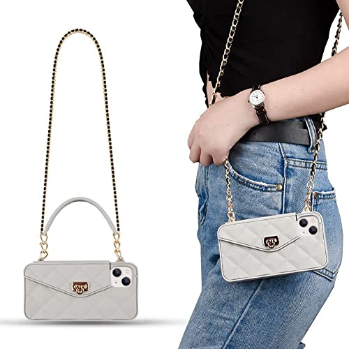 CQUUKOI für iPhone 11 Hülle,Crossbody-Handyhülle Niedliche Brieftasche Handyhülle mit Lanyard Schultergurt Kreditkarteninhaber Weiches Silikon Handtasche Telefonkasten für Mädchen Frauen Grau von CQUUKOI