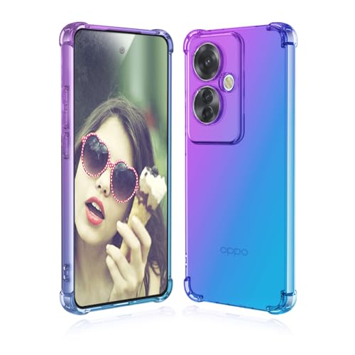 CRAVEN Farbverlauf Hülle für Oppo Reno11 F 5G / Reno 11F 5G, Transparent Anti-Gelb Crystal Weiche Silikon Handyhülle, Soft TPU Schock-Absorption Schutzhülle (Lila/Blau) von CRAVEN