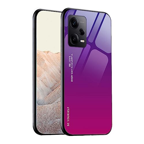 CRAVEN Hülle aus Farbverlauf für Xiaomi Redmi Note 12 Pro (4G / 5G), Silikon Soft TPU-Rahmen und Gehärtetes Glas Zurück Schock-Absorption Schutzhülle Handyhülle Case - 4 von CRAVEN