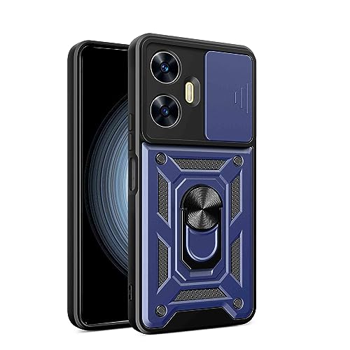 CRAVEN Hülle für Motorola Edge 50 Fusion 5G, TPU im Inneren + Anti-Scratch PC, Handyhülle Schutzhülle mit Ringhalter und Verschiebbare Kameraabdeckung - Blau von CRAVEN