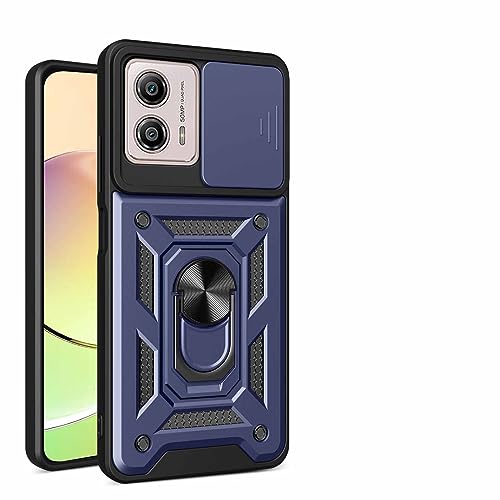 CRAVEN Hülle für Motorola Moto G13 /G23, TPU im Inneren + Anti-Scratch PC, Handyhülle Schutzhülle mit Ringhalter und Verschiebbare Kameraabdeckung - Blau von CRAVEN