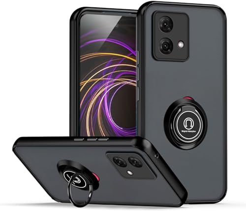 CRAVEN Hülle für Motorola Moto G84 5G Handyhülle mit 360° Ring Halter Stoßfest Schutzhülle Case Magnetic Magnetisch Autohalterung Dünn Weicher Silikon Bumper Cover, Schwarz von CRAVEN