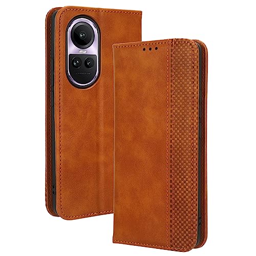 CRAVEN Hülle für Oppo Reno 10 (Reno10) / Reno 10 Pro (Reno10 Pro) 5G, Premium PU/TPU Brieftasche Schutzhülle Handyhülle Flip Case mit Ständer Funktion/Kartensteckplätzen, Braun von CRAVEN