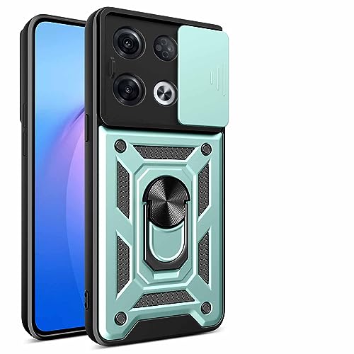 CRAVEN Hülle für Oppo Reno 8 Pro 5G (Reno8 Pro 5G), TPU im Inneren + Anti-Scratch PC, Handyhülle Schutzhülle mit Ringhalter und Verschiebbare Kameraabdeckung - Grün von CRAVEN