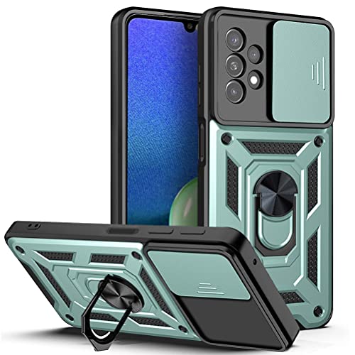 CRAVEN Hülle für Samsung Galaxy A32 4G, TPU im Inneren + Anti-Scratch PC, Handyhülle Schutzhülle mit Ringhalter und Verschiebbare Kameraabdeckung - Grün von CRAVEN