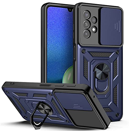 CRAVEN Hülle für Samsung Galaxy A52 | A52 5G | A52s 5G, TPU im Inneren + Anti-Scratch PC, Handyhülle Schutzhülle mit Ringhalter und Verschiebbare Kameraabdeckung - Blau von CRAVEN