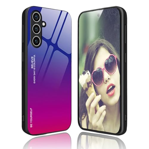 CRAVEN Hülle für Samsung Galaxy A55 5G Handyhülle, Weicher Silikon Rahmen + Rückseite aus Gehärtetem Glas, Farbverlauf Stoßfest Schutzhülle Case Dünn Bumper Cover Anti-Fingerabdruck von CRAVEN
