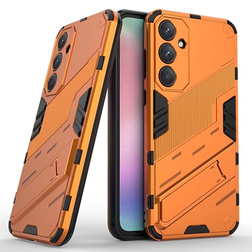 CRAVEN Hülle für Samsung Galaxy A55 5G mit Faltbarer Halterungen, Weiche TPU im Inneren + Anti-Scratch PC, Handyhülle Schutzhülle Shock Absorption Case - Orange von CRAVEN