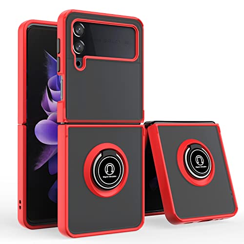 CRAVEN Hülle für Samsung Galaxy Z Flip4 5G Handyhülle mit 360° Ring Halter Stoßfest Schutzhülle Case Magnetic Magnetisch Autohalterung Dünn Weicher Silikon Bumper Cover, Rot von CRAVEN