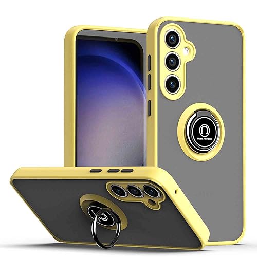 CRAVEN Hülle für Xiaomi Mi 11 Lite 5G / 4G / Xiaomi 11 Lite 5G NE Handyhülle mit 360° Ring Halter Stoßfest Schutzhülle Case Magnetic Magnetisch Autohalterung Dünn Weicher Silikon Bumper Cover, Gelb von CRAVEN