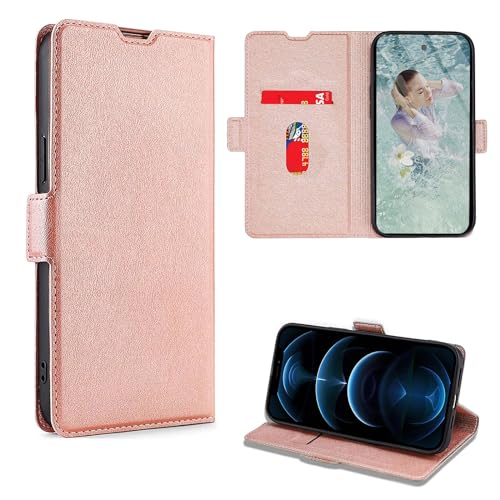 CRAVEN Hülle für Xiaomi Poco F5 Brieftasche, Premium PU + TPU Flip Case Schutzhülle Handyhülle mit Ständer Funktion/Kartensteckplätzen, Roségold von CRAVEN