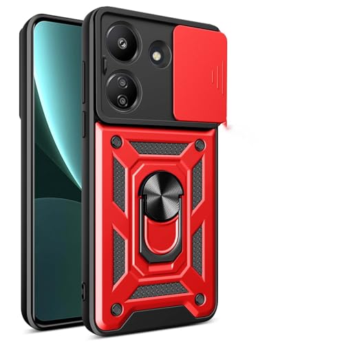 CRAVEN Hülle für Xiaomi Redmi 13C 4G / Poco C65, TPU im Inneren + Anti-Scratch PC, Handyhülle Schutzhülle mit Ringhalter und Verschiebbare Kameraabdeckung - Rot CRAVEN Hülle für Xiaomi Redmi 13C 4G / Poco C65, TPU im Inneren + Anti-Scratch PC, Handyhülle Schutzhülle mit Ringhalter und Verschiebbare Kameraabdeckung - Rot von CRAVEN