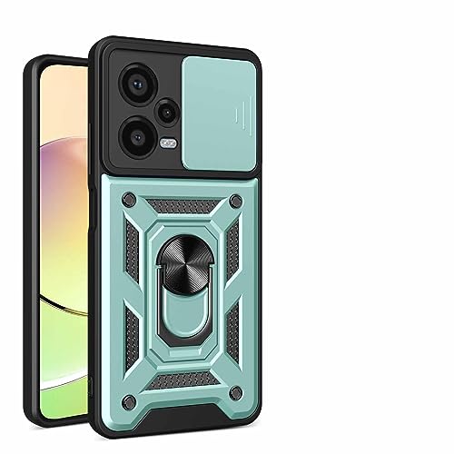 CRAVEN Hülle für Xiaomi Redmi Note 12 Pro+（Note 12 Pro Plus）, TPU im Inneren + Anti-Scratch PC, Handyhülle Schutzhülle mit Ringhalter und Verschiebbare Kameraabdeckung - Grün von CRAVEN