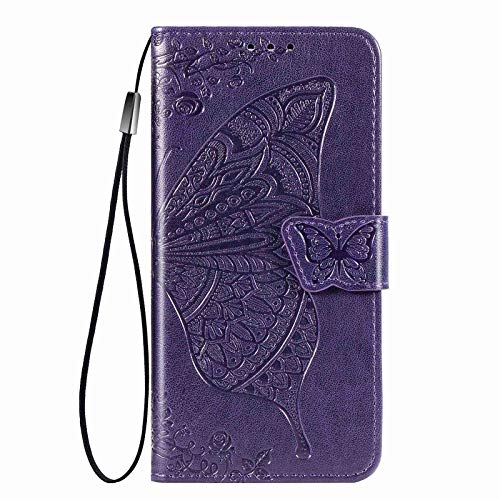 CRAVEN Hülle für Xiaomi Redmi Note 12 Pro+(Note 12 Pro Plus) Flip Case, 3D Schmetterling Geprägte Prägung Handyhülle, Leder Schutzhülle mit Kartenfach Standfunktion.Dark Purple von CRAVEN