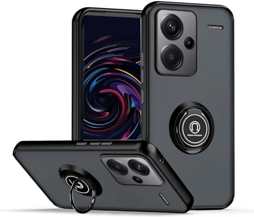 CRAVEN Hülle für Xiaomi Redmi Note 13 Pro Plus (Pro+) 5G Handyhülle mit 360° Ring Halter Stoßfest Schutzhülle Case Magnetic Magnetisch Autohalterung Dünn Weicher Silikon Bumper Cover, Schwarz von CRAVEN