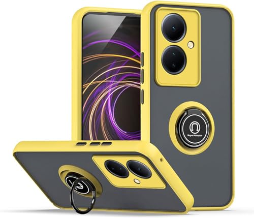 CRAVEN Hülle für vivo V29 Lite 5G Handyhülle mit 360° Ring Halter Stoßfest Schutzhülle Case Magnetic Magnetisch Autohalterung Dünn Weicher Silikon Bumper Cover, Gelb von CRAVEN