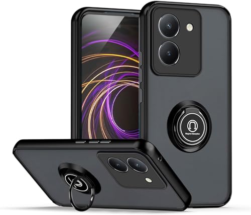 CRAVEN Hülle für vivo Y36 4G Handyhülle mit 360° Ring Halter Stoßfest Schutzhülle Case Magnetic Magnetisch Autohalterung Dünn Weicher Silikon Bumper Cover, Schwarz von CRAVEN