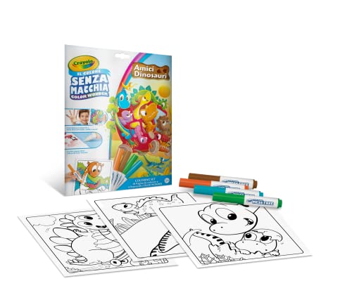 CRAYOLA - Color Wonder, Coloring Set mit 18 Malvorlagen und 4 Stiften ohne Flecken, Motiv Freunde Dinosaurier, kreative Aktivität für Kinder, Alter 3,4,5 Jahre von CRAYOLA