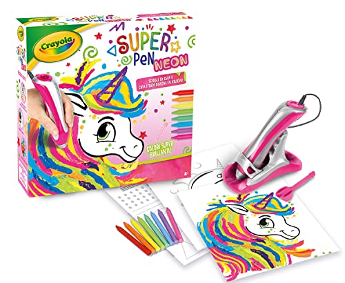 CRAYOLA - Super Pen Einhorn Neon, Spiel zum Schmelzen von Wachsmalstiften und Relief-Designs, kreative Aktivität und Geschenk für Kinder, Alter 8+, 25-0510 von CRAYOLA