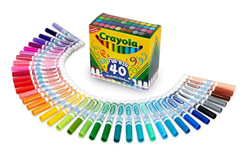 Crayola Ultra-Reinigungsmarker, waschbar, breite Linie, 40 klassische Farben, ungiftig, Kunstwerkzeuge für Kinder und Kleinkinder, große Auswahl an kräftigen Farben, ideal für Klassenzimmer von CRAYOLA