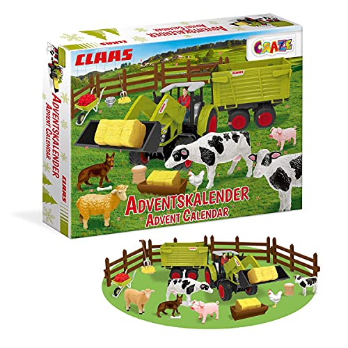 CRAZE Adventskalender Kinder CLAAS Spielzeug Adventskalender mit Bauernhof Figuren und Traktor, 24 Überraschungen, Adventskalender Jungen von CRAZE