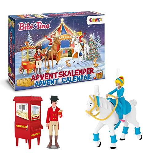 CRAZE Spielzeug Adventskalender Bibi & Tina Weihnachtszirkus, Adventskalender Kinder mit 24 tollen Pferdespielzeugen, komplettes Spielset von CRAZE