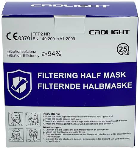 CRD Light CRDFFP2 Feinstaubmaske ohne Ventil FFP2 25 St. EN 149:2001 + A1:2009 DIN 149:2001 + A1:200 CRD Light CRDFFP2 Feinstaubmaske ohne Ventil FFP2 25 St. EN 149:2001 + A1:2009 DIN 149:2001 + A1:200 von CRD Light