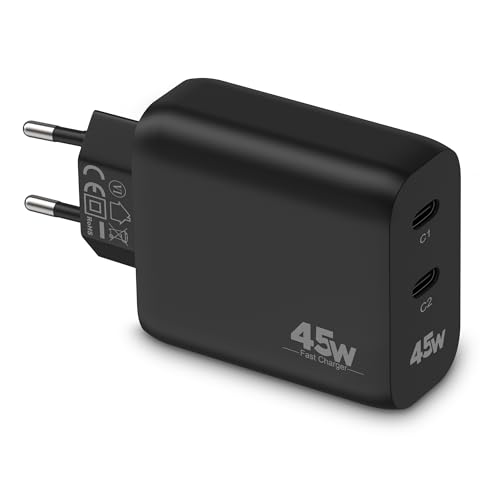 CREAPICO 45W Duales USB C Ladegerät, USB C Netzteil/Stecker/Adapter mit PD/QC/PPS, Schnellladegerät Kompatibel mit Smartphones (Samsung Galaxy S24/S23, iPhone, Google Pixel), Tablets, Laptops und Mehr von CREAPICO