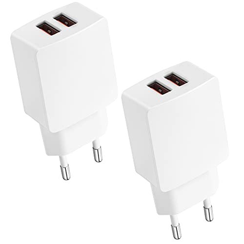 USB Ladegerät, 2-Port USB Stecker USB-A Adapter Netzteil Steckdose Netzstecker 5V 2.1A Ladestecker Charger Ladeadapter Ladekabel für iPhone, iPad, Airpods, Samsung, Tablets, E-Books, iWatch 2-Pack von CREAPICO