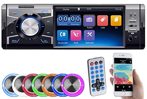 Creasono Autoradio DIN1: MP3-Autoradio mit TFT-Farbdisplay, Bluetooth, Freisprecher, 4X 45 Watt (1DIN Radio, Autoradio mit Display, Auto Lautsprecher) von CREASONO