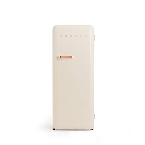 CREATE / RETRO FRIDGE 150 ROSE GOLD/Kühlschrank mit Gefrierfach 281L in Cremeweiß, Griff Rosa-Gold / 102W, niedriger Energieverbrauch, 150cm, 3 Ablagen, Temperaturregelung,60x60x150cm CREATE / RETRO FRIDGE 150 ROSE GOLD/Kühlschrank mit Gefrierfach 281L in Cremeweiß, Griff Rosa-Gold / 102W, niedriger Energieverbrauch, 150cm, 3 Ablagen, Temperaturregelung,60x60x150cm von CREATE