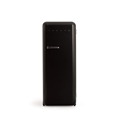 CREATE / RETRO FRIDGE 150 SCHWARZ/Kühlschrank mit Gefrierfach 281L in Schwarz, Griff Schwarz / 102W, niedriger Energieverbrauch, 150cm, 3 Ablagen, Temperaturregelung,60x60x150cm von CREATE