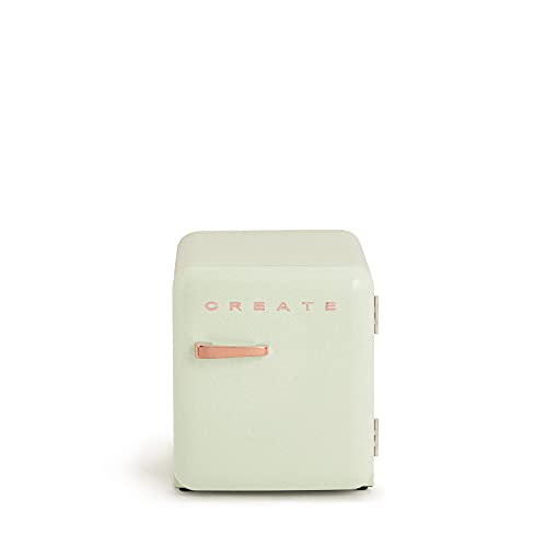 CREATE / RETRO FRIDGE 50 ROSE GOLD/Kühlschrank in Pastellgrün, Griff Rosa-Gold / 85W, Minibar, eine Regalfläche, Retro-Design, 50cm, zwei Ablagen, 48L Fassungsvermögen, energiesparend, 50x44x49,8cm CREATE / RETRO FRIDGE 50 ROSE GOLD/Kühlschrank in Pastellgrün, Griff Rosa-Gold / 85W, Minibar, eine Regalfläche, Retro-Design, 50cm, zwei Ablagen, 48L Fassungsvermögen, energiesparend, 50x44x49,8cm von CREATE