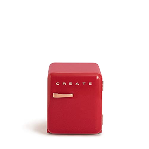 CREATE / RETRO FRIDGE 50 ROSE GOLD/Kühlschrank Rot Griff Roségold/Praktisch und funktionell, 50 cm von CREATE