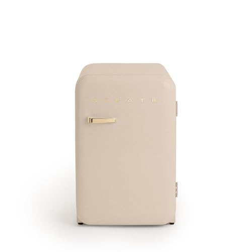 CREATE / RETRO FRIDGE 83.5 GOLD/Kühlschrank in Sand, Griff Gold / 98W, niedriger Verbrauch, 2 Ablagen, Temperaturregler, Flaschenhalter, 56x54x84cm CREATE / RETRO FRIDGE 83.5 GOLD/Kühlschrank in Sand, Griff Gold / 98W, niedriger Verbrauch, 2 Ablagen, Temperaturregler, Flaschenhalter, 56x54x84cm von CREATE