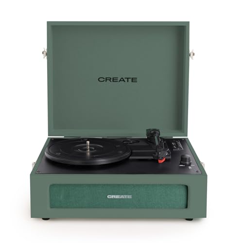 CREATE/Record Player Retro/Retro-Schallplattenspieler Salbeigrün/mit Bluetooth, USB, SD, MicroSD und Mp3 von CREATE