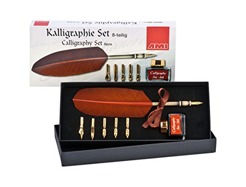 NEU Kalligraphie Set 8 teilig mit echter Feder von CREATIV DISCOUNT